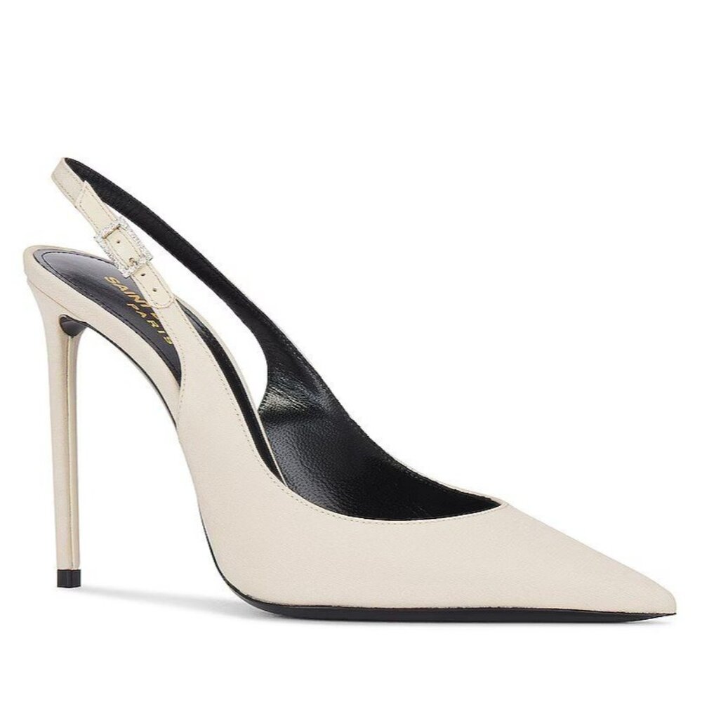 SAINT LAURENT Zoe Slingback Pump in Pale Sand 39 9 With Box Womens High Heels
